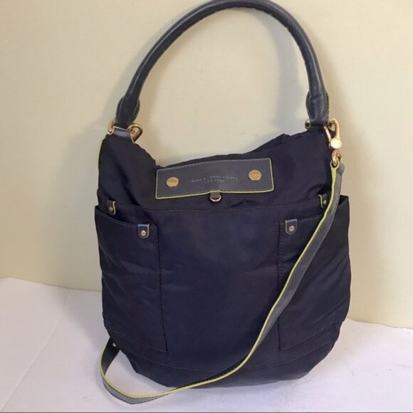 Marc Jacobs Preppy Natasha Nylon Convertible Crossbody Shoulder Hobo Pocket Logo - Picture 1 of 16